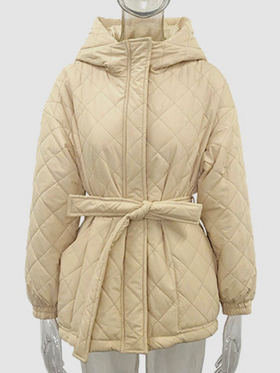 Μοδάτα παρκά με κουκούλα με φερμουάρ και φερμουάρ για γυναίκες με επίδεσμο βαμβακερά παλτό με επένδυση και ζώνη γυναικεία μπουφάν Streetwear 2023