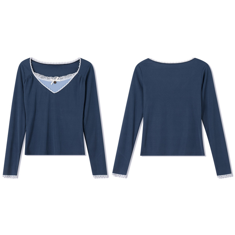 Fairy Y2k majica dugih rukava za žene Vintage Print Crop Top Uska bluza s okruglim izrezom Tee Grunge odjeća