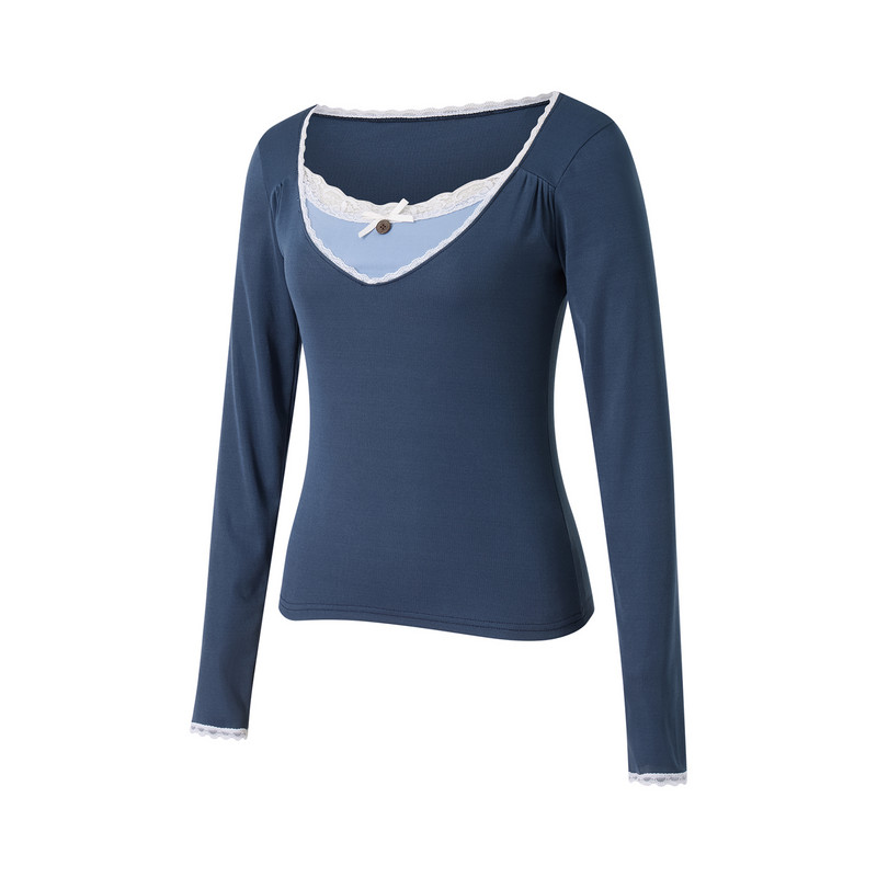 Fairy Y2k majica dugih rukava za žene Vintage Print Crop Top Uska bluza s okruglim izrezom Tee Grunge odjeća