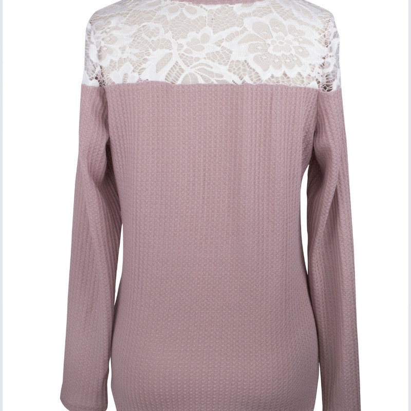 Γυναικεία πουκάμισα Άνοιξη φθινόπωρο Casual δαντέλα συνονθύλευμα μακρυμάνικο Basic κλασικό γυναικείο βελονάκι γυναικεία μπλουζάκια