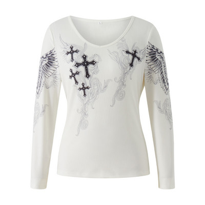 Y2k ženske majice dugih rukava s križnim krilima s V izrezom estetske majice 90-ih E-Girls uske majice ulične odjeće