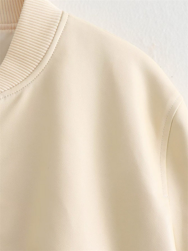 Γυναικείο τζάκετ 2023 Νέα μόδα απομίμηση δέρματος ιπτάμενο παλτό Vintage μακρυμάνικο φερμουάρ Γυναικείο πανωφόρι