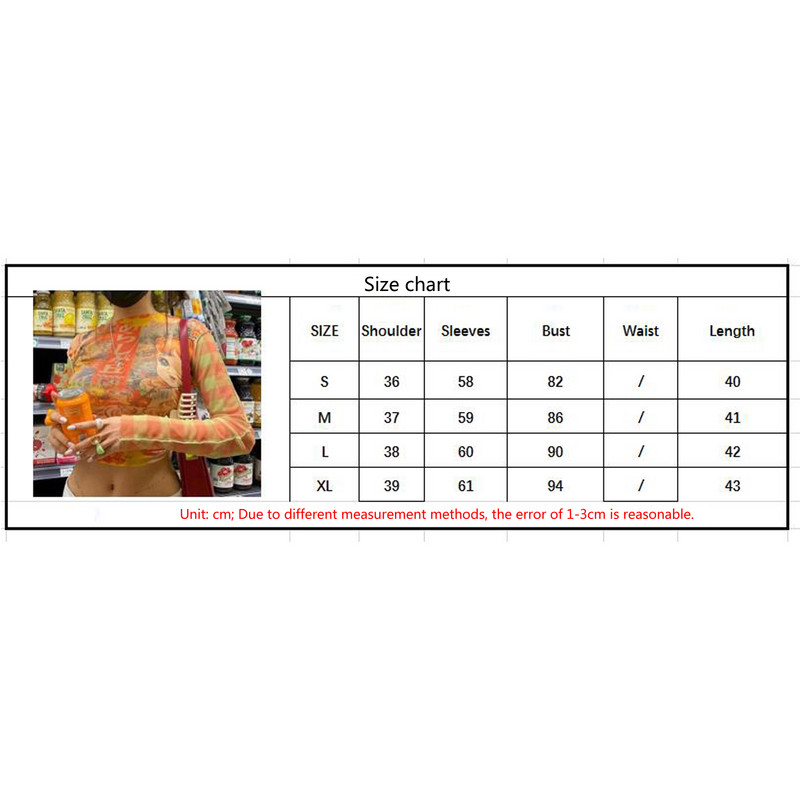 Y2K Ljetna ulična odjeća Ležerne vintage majice Ženske uske kratke majice Majice kratkih rukava 90-ih Djevojke Prozirne mrežaste majice dugih rukava