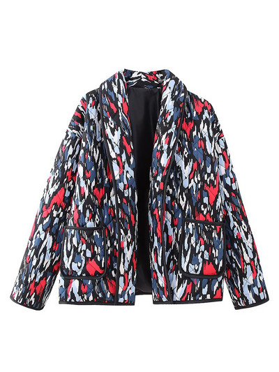 Zima 2023. Ženski vintage patchwork printani pamučni kaput Ženska široka jakna dugih rukava Ženske šik tople visoke ulične jakne