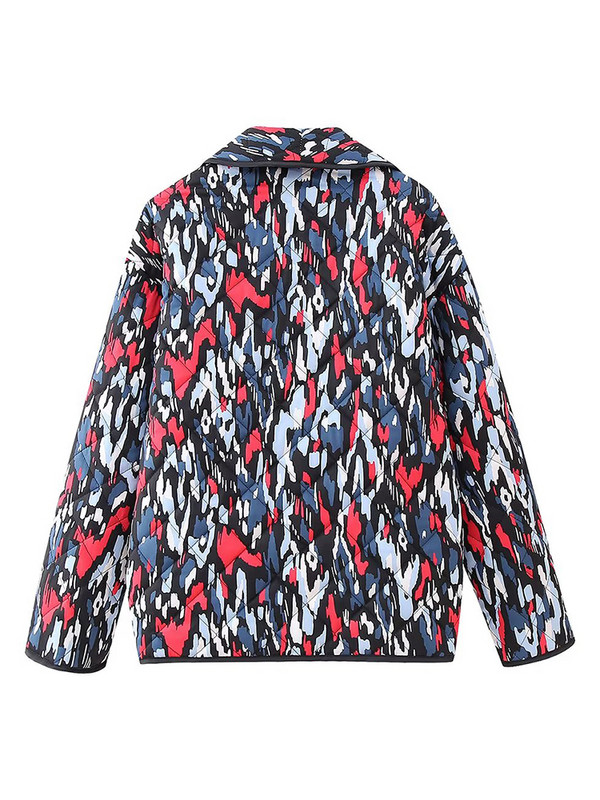 Zima 2023. Ženski vintage patchwork printani pamučni kaput Ženska široka jakna dugih rukava Ženske šik tople visoke ulične jakne