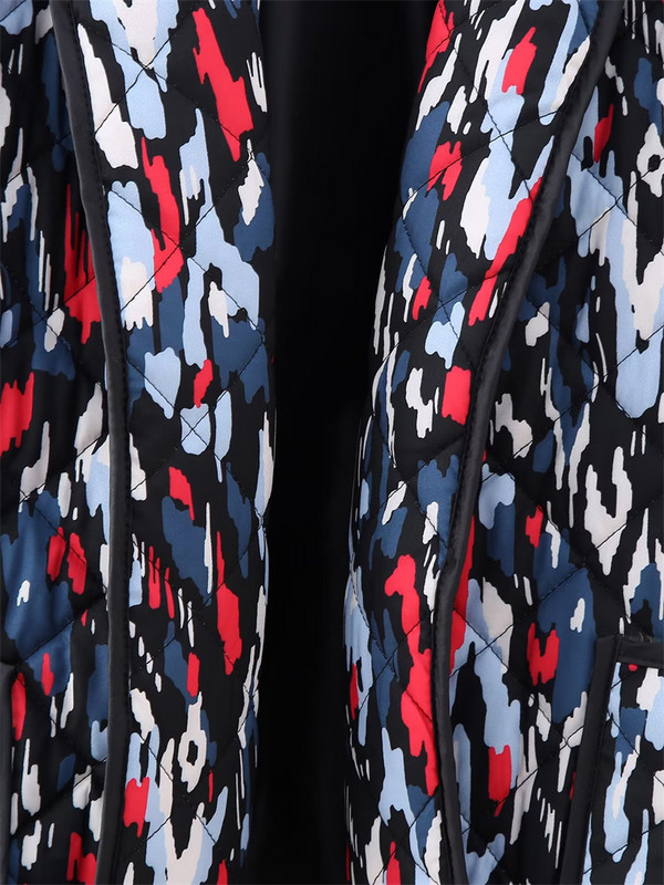 Zima 2023. Ženski vintage patchwork printani pamučni kaput Ženska široka jakna dugih rukava Ženske šik tople visoke ulične jakne