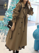 Φθινοπωρινές νέες γυναικείες τάφρες μόδας casual ζώνη μεσαίου μήκους outwear Κομψό, λεπτή εφαρμογή με κουμπιά παλτό για γυναίκες 2023