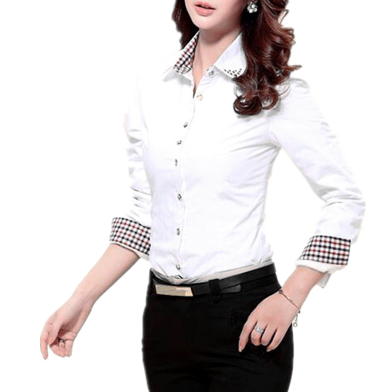 2022 Φθινόπωρο Άνοιξη OL Γυναικείο πουκάμισο Patchwork Καρό Γυναικεία Πουκάμισα Γραφείου Basic Top Blusas Γυναικείες μπλούζες Πουκάμισο Camisas Femininas