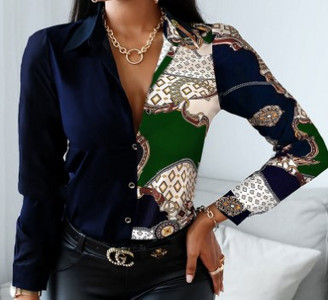 Proljeće i jesen 2022. Košulja u retro stilu s V-izrezom i dugim rukavima Ležerna majica s jednim kopčanjem Femme Blusa