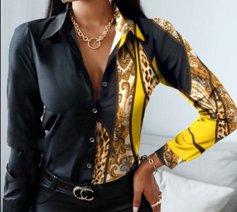 Proljeće i jesen 2022. Košulja u retro stilu s V-izrezom i dugim rukavima Ležerna majica s jednim kopčanjem Femme Blusa