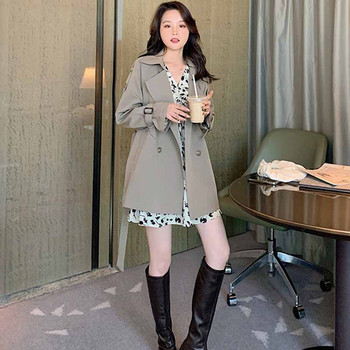 Trench Women Spring Elegant Double Breasted Classic Vintage Tender Loose Femme Casual Outwear Windbreaker Δημοφιλής μόδα Νέο