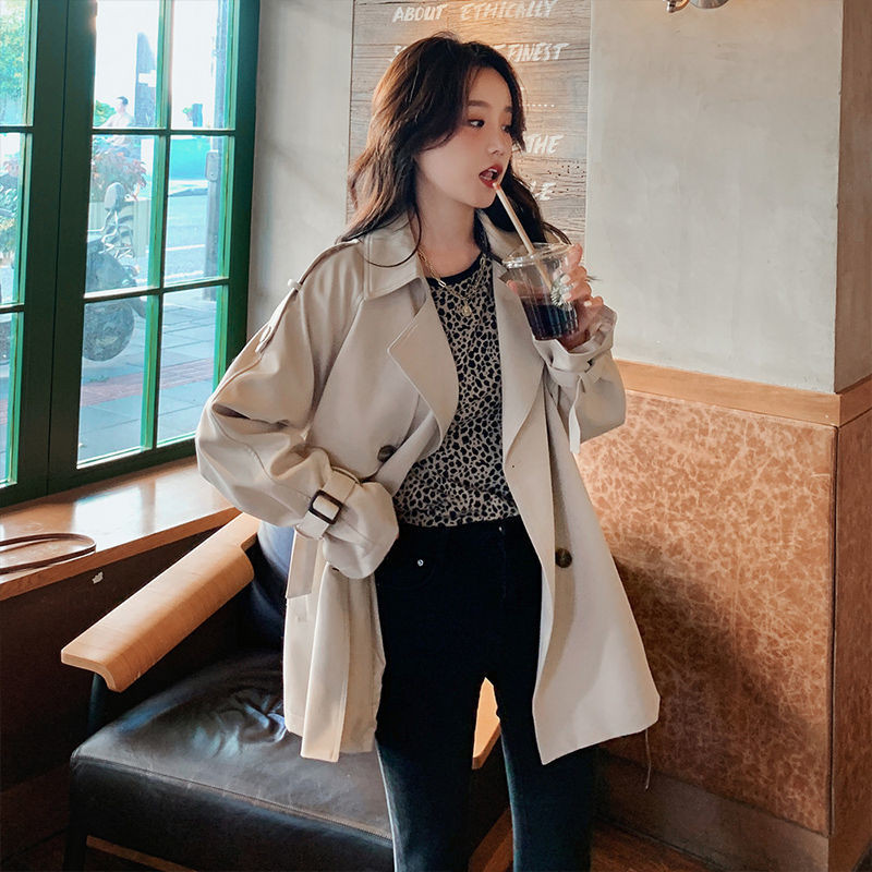 Trench Women Spring Elegant Double Breasted Classic Vintage Tender Loose Femme Casual Outwear Windbreaker Δημοφιλής μόδα Νέο