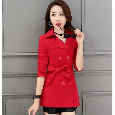 UHYTGF õhuke mantel naiste lühike mantel, mood kevad- ja sügisriided Naiste põhimantlid vööga lühike tuulejope 428