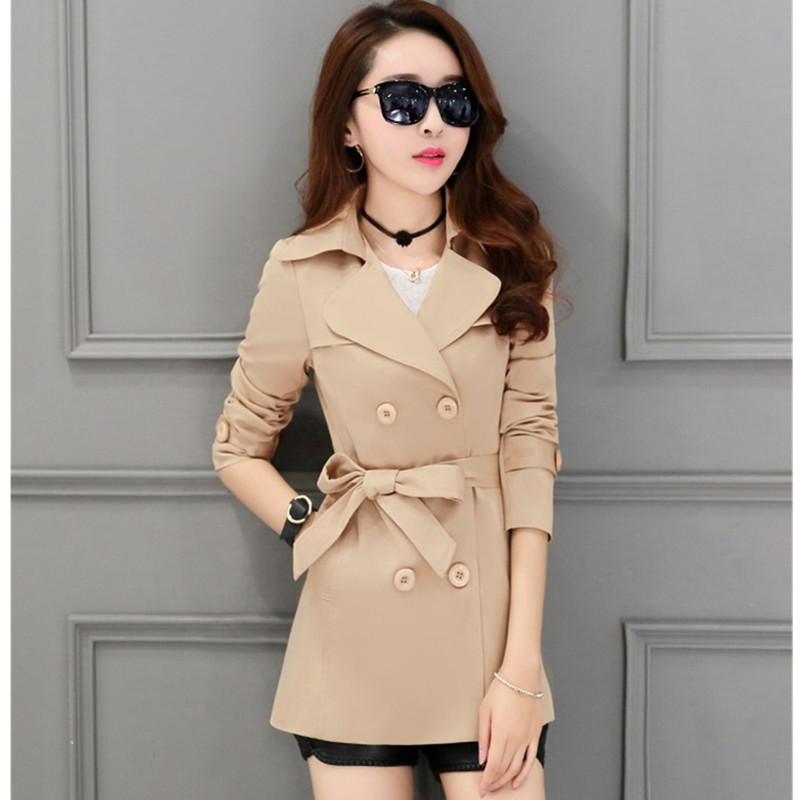 UHYTGF õhuke mantel naiste lühike mantel, mood kevad- ja sügisriided Naiste põhimantlid vööga lühike tuulejope 428