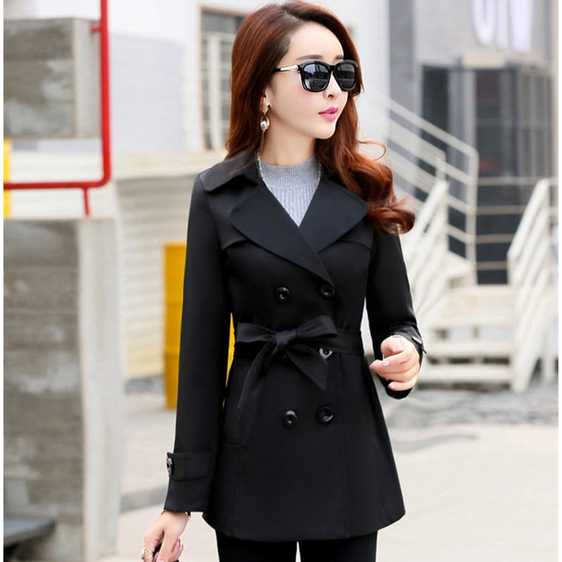 UHYTGF õhuke mantel naiste lühike mantel, mood kevad- ja sügisriided Naiste põhimantlid vööga lühike tuulejope 428