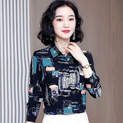 New Arrivals Fashion Retro naiste pikkade varrukatega pluus Designer nööbiga särk Korea lahtise puuvillase mustriga tüdrukute vintage topp