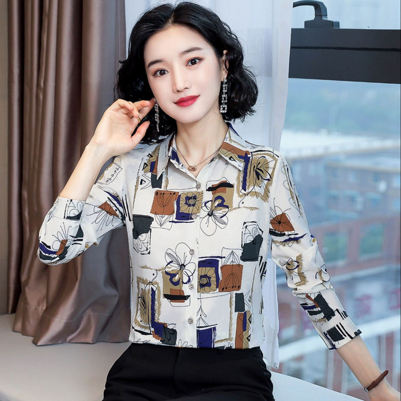 New Arrivals Fashion Retro naiste pikkade varrukatega pluus Designer nööbiga särk Korea lahtise puuvillase mustriga tüdrukute vintage topp