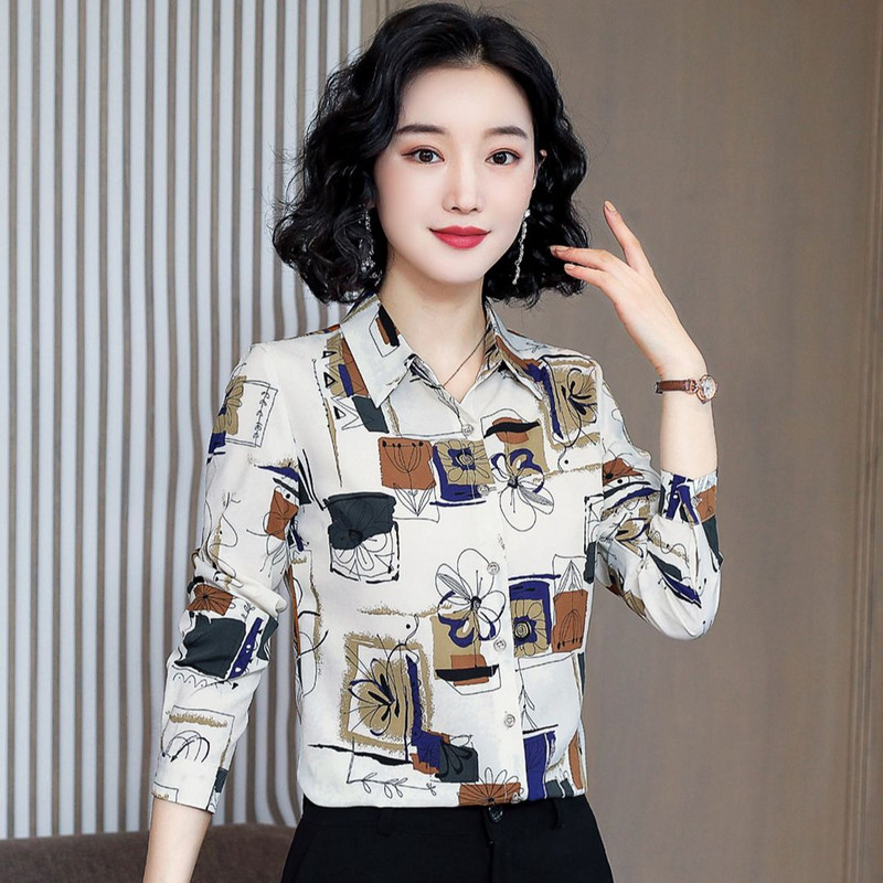 New Arrivals Fashion Retro naiste pikkade varrukatega pluus Designer nööbiga särk Korea lahtise puuvillase mustriga tüdrukute vintage topp