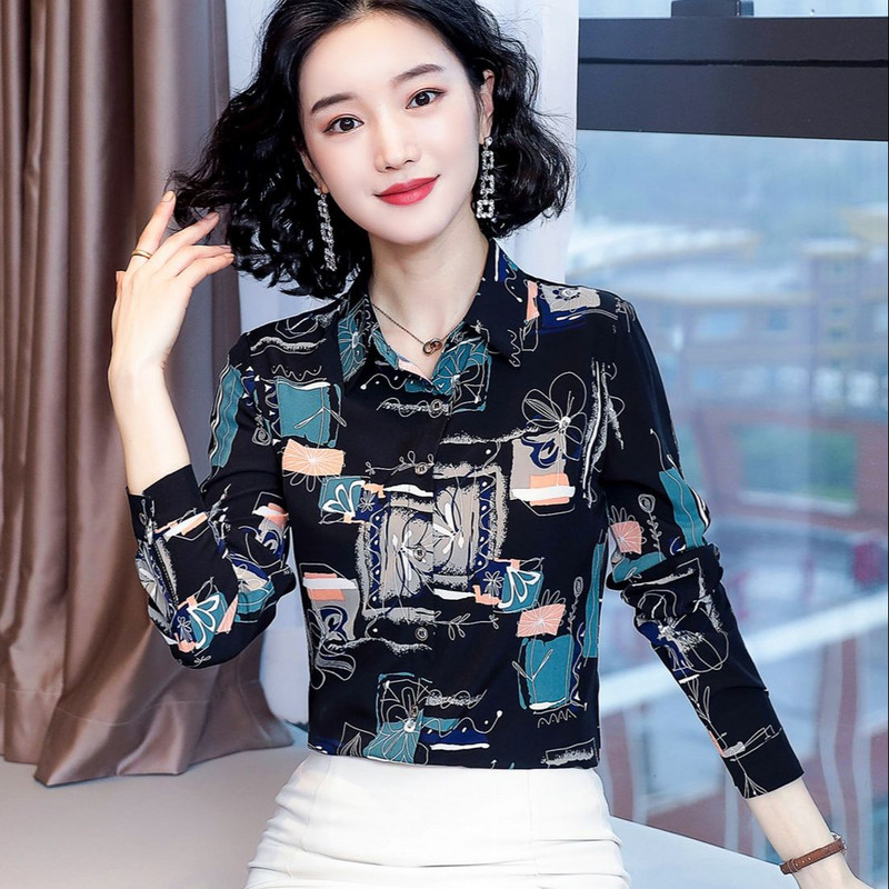 New Arrivals Fashion Retro naiste pikkade varrukatega pluus Designer nööbiga särk Korea lahtise puuvillase mustriga tüdrukute vintage topp