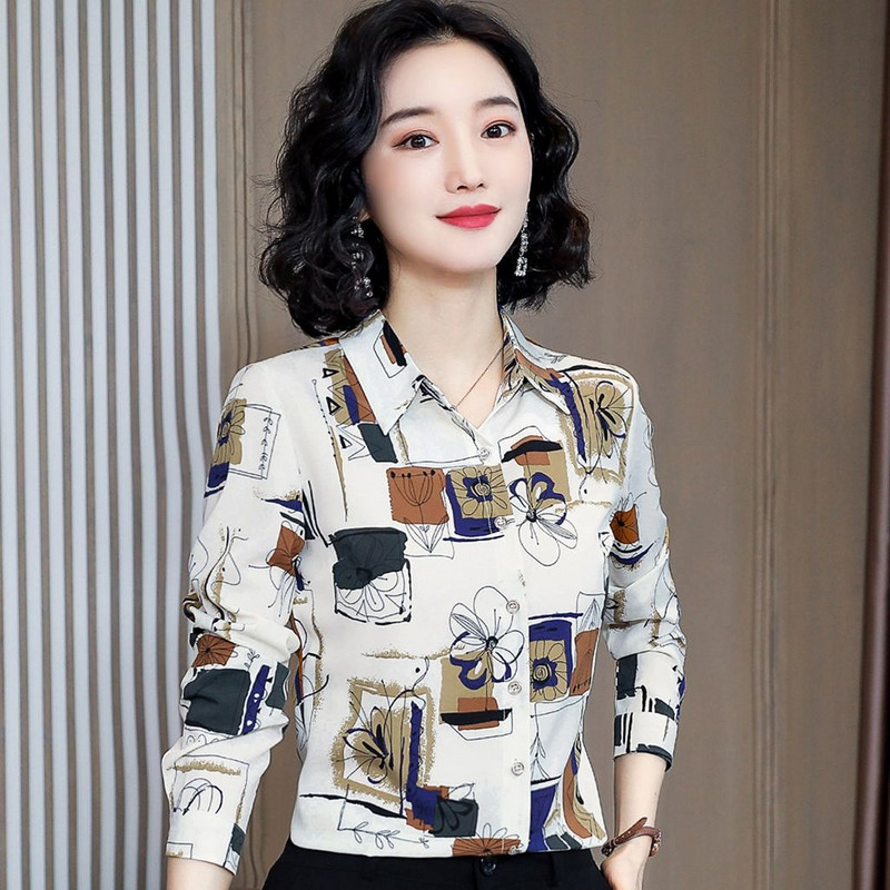 New Arrivals Fashion Retro naiste pikkade varrukatega pluus Designer nööbiga särk Korea lahtise puuvillase mustriga tüdrukute vintage topp