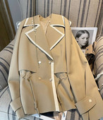 SuperAen Lapel Windbreaker Jacket Γυναικείο Φθινόπωρο 2022 Νέα Μόδα που ταιριάζουν με Casual Joker Loose Jacket