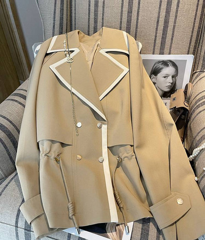 SuperAen Lapel Windbreaker Jacket Γυναικείο Φθινόπωρο 2022 Νέα Μόδα που ταιριάζουν με Casual Joker Loose Jacket