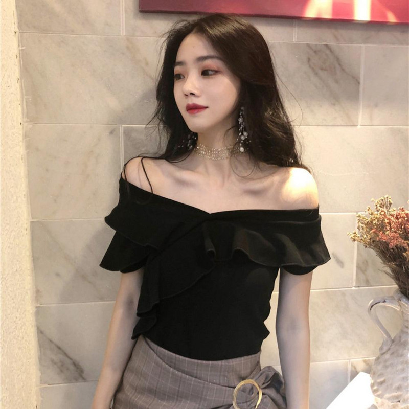 Elegantne ženske bluze, seksi V izrez s otvorenim ramenima, naborane bluze kratkih rukava, košulje, ženske košulje, ženske majice Blusa Feminina