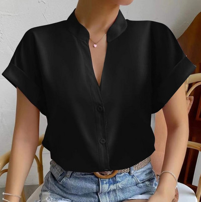 Košulja Bluza Modni gornji dijelovi velike veličine Ženska ležerna košulja s V izrezom Ženska široka jednobojna tunika košulja