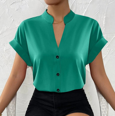 Košulja Bluza Modni gornji dijelovi velike veličine Ženska ležerna košulja s V izrezom Ženska široka jednobojna tunika košulja