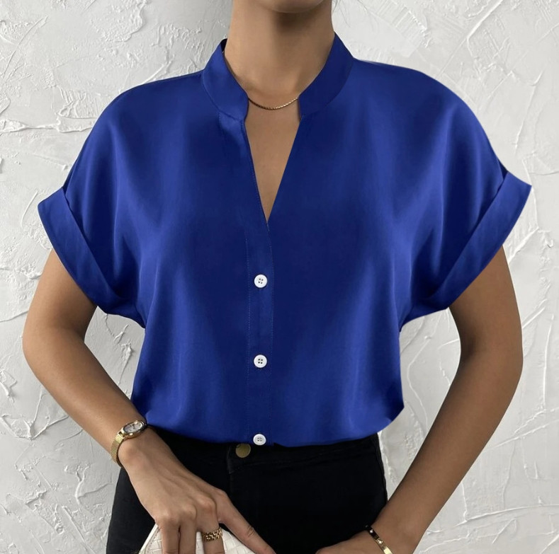 Košulja Bluza Modni gornji dijelovi velike veličine Ženska ležerna košulja s V izrezom Ženska široka jednobojna tunika košulja