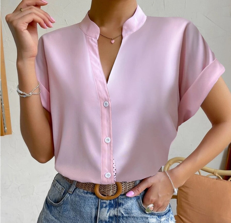 Košulja Bluza Modni gornji dijelovi velike veličine Ženska ležerna košulja s V izrezom Ženska široka jednobojna tunika košulja
