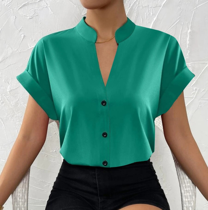 Košulja Bluza Modni gornji dijelovi velike veličine Ženska ležerna košulja s V izrezom Ženska široka jednobojna tunika košulja