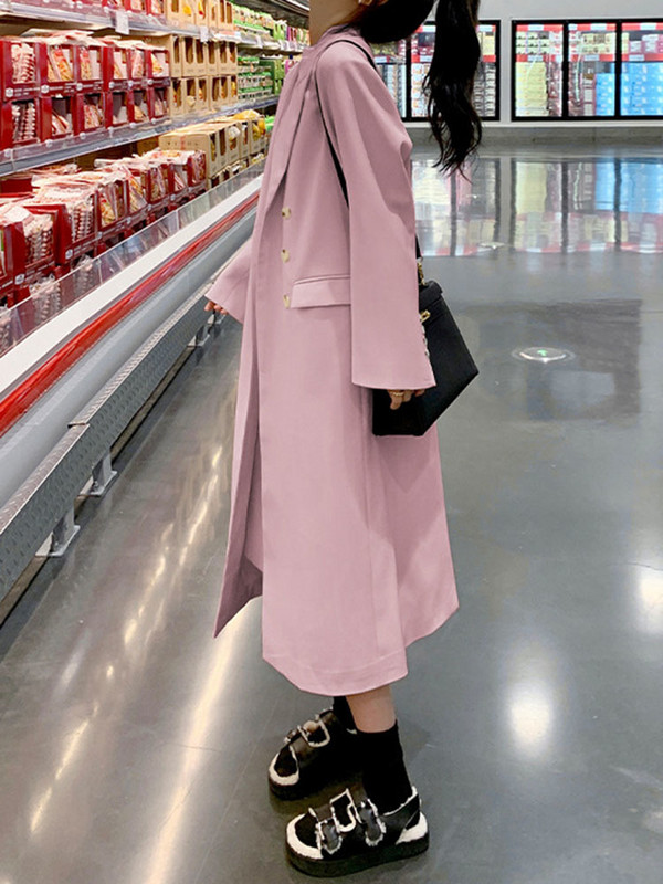 BZVW Modni jednobojni dizajnerski dugi blejzer za žene Kaput 2023. Proljeće Jesen Novi trend uredske dame Svestrano jednostavno odijelo