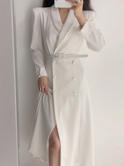 Ženski kaputi Vintage Elegantni polo ovratnik s dvostrukim kopčanjem i kopčom na vezivanje do struka Uski dugi kaput vjetrovke Zimska odjeća Ženska odjeća