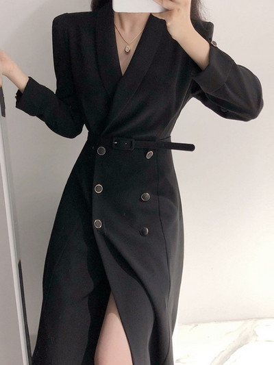 Ženski kaputi Vintage Elegantni polo ovratnik s dvostrukim kopčanjem i kopčom na vezivanje do struka Uski dugi kaput vjetrovke Zimska odjeća Ženska odjeća