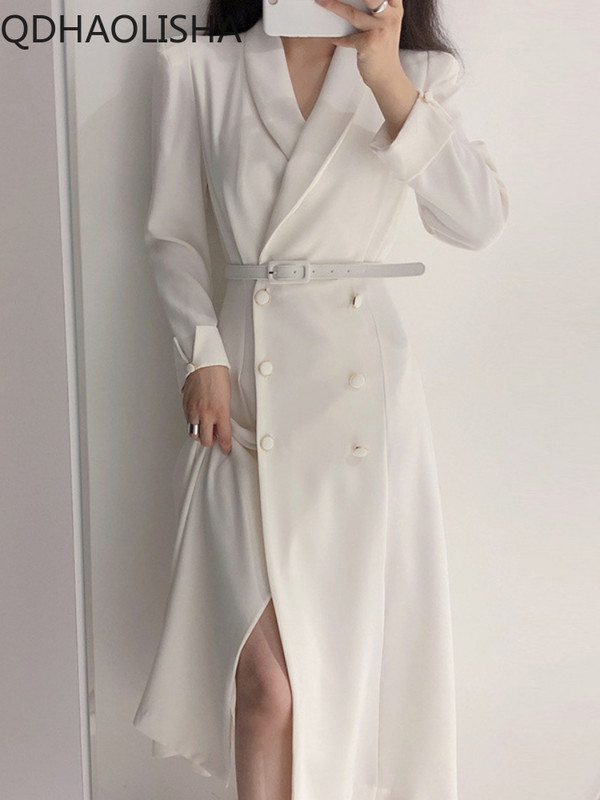 Ženski kaputi Vintage Elegantni polo ovratnik s dvostrukim kopčanjem i kopčom na vezivanje do struka Uski dugi kaput vjetrovke Zimska odjeća Ženska odjeća