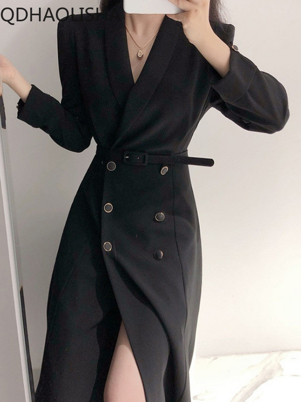 Ženski kaputi Vintage Elegantni polo ovratnik s dvostrukim kopčanjem i kopčom na vezivanje do struka Uski dugi kaput vjetrovke Zimska odjeća Ženska odjeća