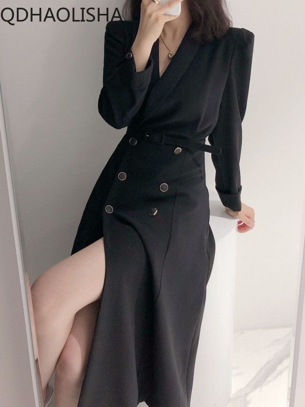 Ženski kaputi Vintage Elegantni polo ovratnik s dvostrukim kopčanjem i kopčom na vezivanje do struka Uski dugi kaput vjetrovke Zimska odjeća Ženska odjeća