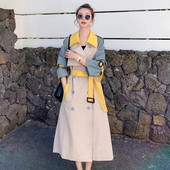 Ανοιξιάτικο φθινόπωρο 2023 Κορεάτικο συνονθύλευμα Ανεμοδράστη Γυναικεία μεσαίου μήκους καμπαρντίνα με γυναικεία εξωτερικά ενδύματα με διπλό στήθος ζώνη