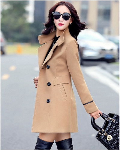 UHYTGF Blends Μάλλινο Παλτό Γυναικείο Παλτό Φθινοπωρινά Χειμερινά Παλτό και Μπουφάν Γυναικεία Παλτό Loose μέγεθος Γυναικείο Μάλλινο Παλτό Μακριά τοπ 647