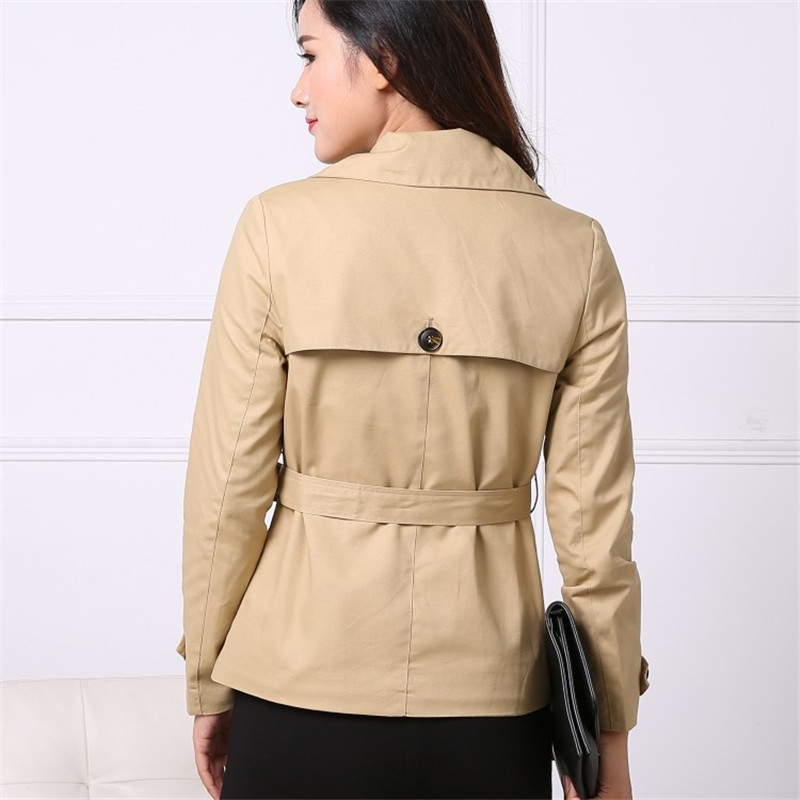 Naiste uus lühike trentšmantel, 2023. aasta kevad-sügis, puuvillane tuulejakk vabaaja topid Naiste vöö õhukesed kaherealised lühikesed mantlid A2471