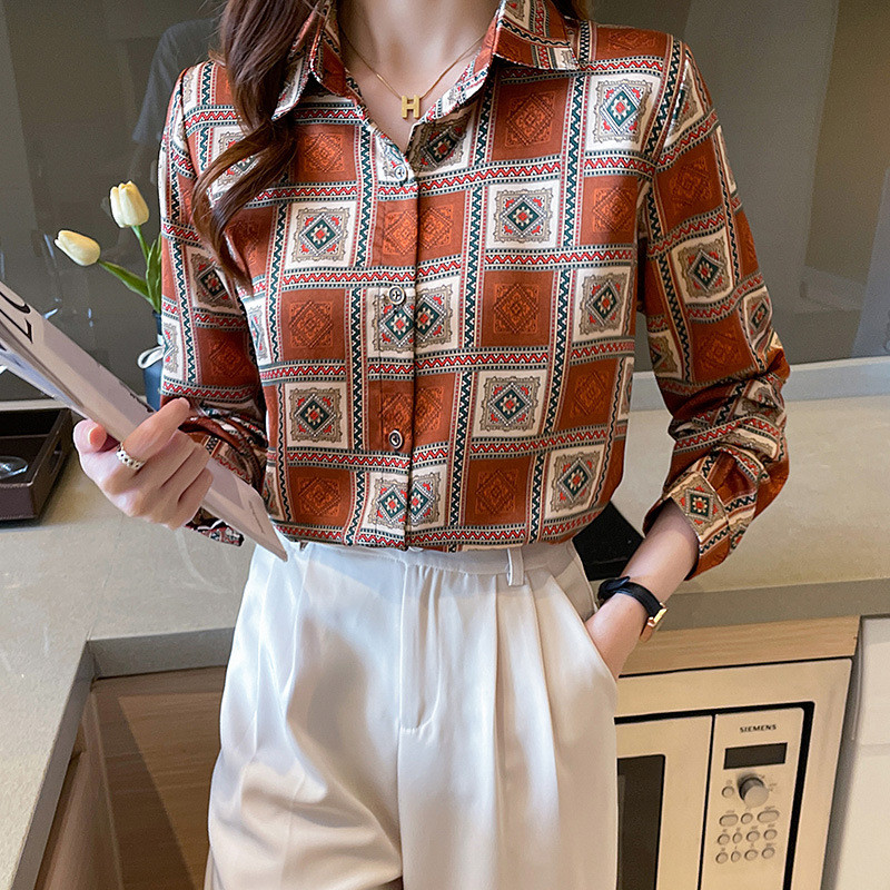 Ženska ležerna košulja, modna vintage svilena mekana bluza s dugim rukavima, europski stil, labava i udobna majica za djevojke i studente