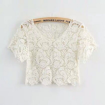 Pluusid, Naised, õõnsad, kärbitud Täielikult sobivad suvine elegantne daami O-kaelusega lühikeste varrukatega päikesekindlad rõivad vaba aja naiste topid Hubane