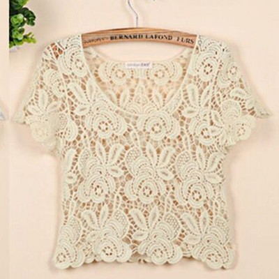 Pluusid, Naised, õõnsad, kärbitud Täielikult sobivad suvine elegantne daami O-kaelusega lühikeste varrukatega päikesekindlad rõivad vaba aja naiste topid Hubane