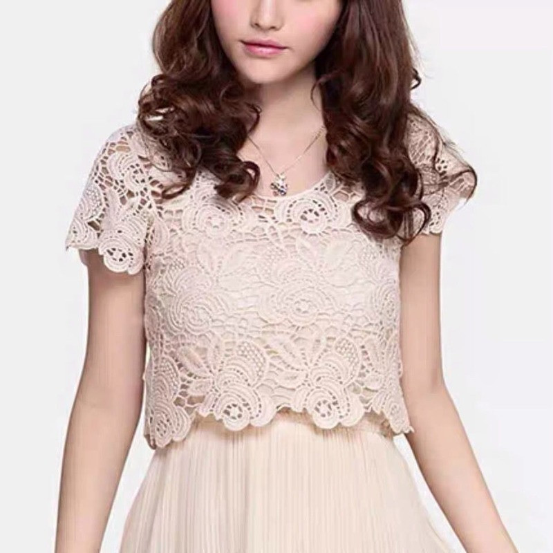 Pluusid, Naised, õõnsad, kärbitud Täielikult sobivad suvine elegantne daami O-kaelusega lühikeste varrukatega päikesekindlad rõivad vaba aja naiste topid Hubane