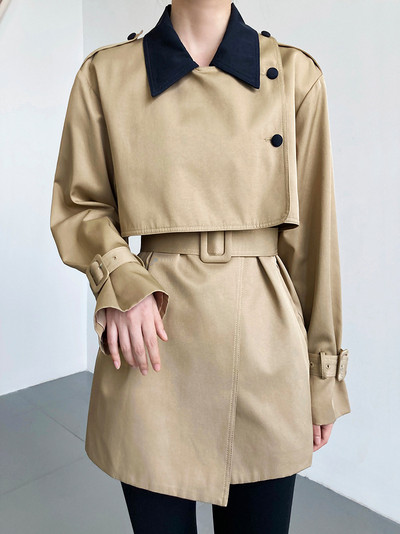 Γυναικείο παλτό ιδιοσυγκρασίας φθινοπώρου 2022 SuperAen βρετανικού στυλ με αντίθεση με πέτο με στήθος