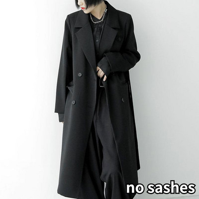 Trench negru Femei Lung Cool Mature Temperament De bază Vintage Office Doamnelor Lejer stil britanic Feminino îmbrăcăminte exterioară Clasic Zilnic