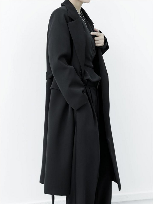 Trench negru Femei Lung Cool Mature Temperament De bază Vintage Office Doamnelor Lejer stil britanic Feminino îmbrăcăminte exterioară Clasic Zilnic