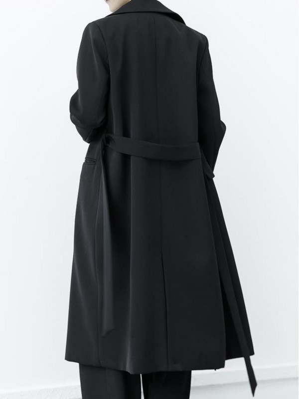 Trench negru Femei Lung Cool Mature Temperament De bază Vintage Office Doamnelor Lejer stil britanic Feminino îmbrăcăminte exterioară Clasic Zilnic