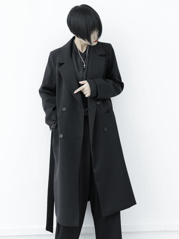 Trench negru Femei Lung Cool Mature Temperament De bază Vintage Office Doamnelor Lejer stil britanic Feminino îmbrăcăminte exterioară Clasic Zilnic